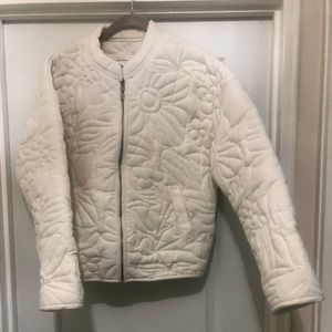 Anthropologie brand Cream colored Cotton/Viscose Quilted Bomber Jacket Sz M